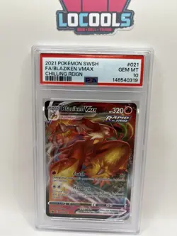 2021 POKEMON SWORD & SHIELD CHILLING REIGN #021 FULL ART/BLAZIKEN VMAX PSA 10 - Image 1