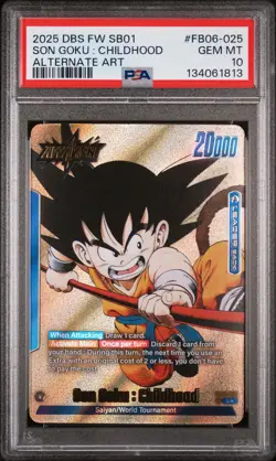 Son Goku : Childhood FB06-025 PSA 10 Gold Leader Dragon Ball Alternate Art - Image 1
