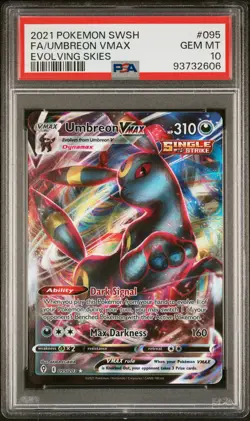 2021 POKEMON SWORD & SHIELD EVOLVING SKIES #095 FA/UMBREON VMAX PSA GEM MT 10 - Image 1