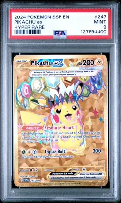 2024 POKEMON SSP EN-SURGING SPARKS #247 PIKACHU ex PSA MINT 9 - Image 1