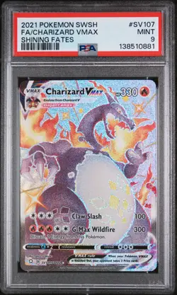 2021 POKEMON SWORD & SHIELD SHINING FATES #SV107 FA/CHARIZARD VMAX PSA MINT 9 - Image 1
