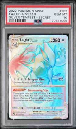 2022 POKEMON SWORD & SHIELD SILVER TEMPEST #202 FA/LUGIA VSTAR PSA GEM MT 10 - Image 1