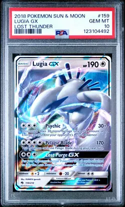 2018 POKEMON SUN & MOON LOST THUNDER #159 LUGIA GX PSA GEM MT 10 - Image 1