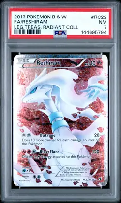 2013 POKEMON BLACK & WHITE RADIANT COLLECTION #RC22 FA/RESHIRAM PSA NM 7 - Image 1