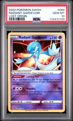 2022 POKEMON SWORD & SHIELD LOST ORIGIN #069 RADIANT GARDEVOIR PSA 10 - Image 1
