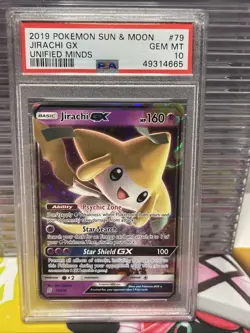 2019 POKEMON SUN & MOON UNIFIED MINDS 79 JIRACHI GX PSA 10 - Image 1
