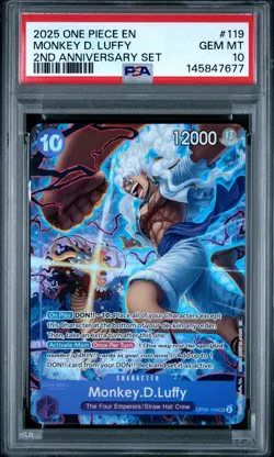 2025 ONE PIECE ENGLISH VERSION 2ND ANNIVERSARY SET #119 MONKEY D. LUFFY PSA 10 - Image 1