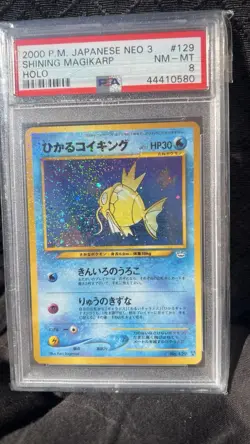Shining Magikarp Neo 3 Japanese #129 PSA 8 Pokemon Card No Rayquaza Gold Star - Image 1