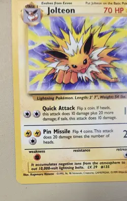 1999 Pokemon WOTC Jungle Jolteon Rare non-holo 20/64 JJ002 - Image 3