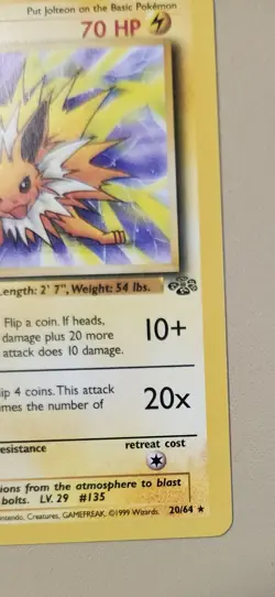 1999 Pokemon WOTC Jungle Jolteon Rare non-holo 20/64 JJ002 - Image 4