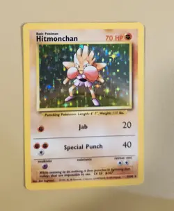 1999 Pokemon Base Set Hitmonchan Holo - see video of Holo & Card - Image 1