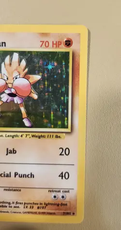 1999 Pokemon Base Set Hitmonchan Holo - see video of Holo & Card - Image 4