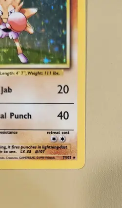 1999 Pokemon Base Set Hitmonchan Holo - see video of Holo & Card - Image 5