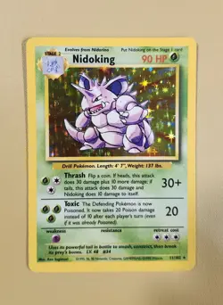 1999 Pokemon Base Set Nidoking Holo - see video of Holo & Card - Image 1