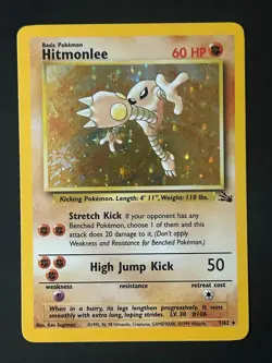 Pokemon TCG Hitmonlee Fossil 7/62 Holo 1999-2000 Wizards Base Set Copyright Holo - Image 1
