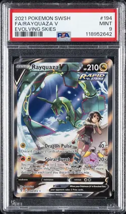 2021 POKEMON SWORD & SHIELD EVOLVING SKIES #194 FULL ART/RAYQUAZA V PSA 9 - Image 1