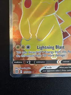 Pokemon TCG Brilliant Stars Pikachu v Full Art Ultra Rare Card 157/172 MP - Image 5