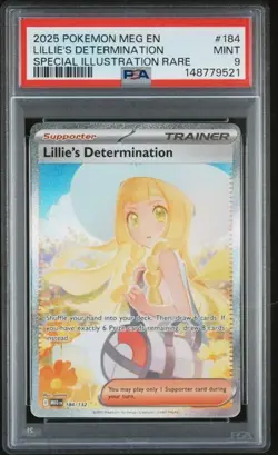 2025 POKEMON MEG SPECIAL ILLUSTRATION RARE #184 LILLIE'S DETERMINATION PSA 9 - Image 1