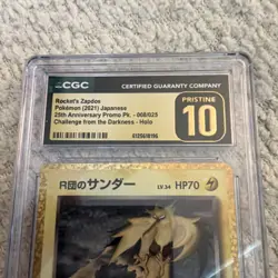 Pokemon Rocket's Zapdos Holo Rare Challenge CGC Pristine 10 Japanese 2021 - Image 2