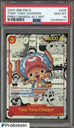 2024 One Piece PRB01 Tony Tony Chopper Manga Alt Art #006 PSA 10 GEM MINT - Image 1