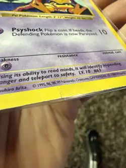 Base Set Shadowless 1st Edition Abra 43/102 🔮WOTC Pokemon Card - Image 2