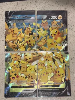 Pokemon Pikachu V-UNION 4 Card Lot Sword & Shield Holo English TCG Standard - Image 1