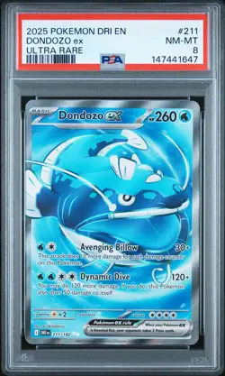 2025 POKEMON DRI EN-DESTINED RIVALS ULTRA RARE #211 DONDOZO EX PSA 8 - Image 1