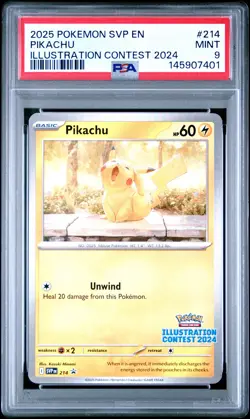 2025 POKEMON SVP EN-SV BLACK STAR PROMO ILLUSTRATION CONTEST 2024 PIKACHU PSA 9 - Image 1
