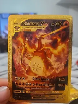 Pokemon TCG Charizard VMAX SWSH261 Gold Metal Card Fan Art - Image 1