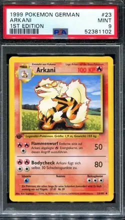 PSA 9 Pokemon 1999 German Deutsch 1st Edition Base Arkani Arcanine #23 - Image 1