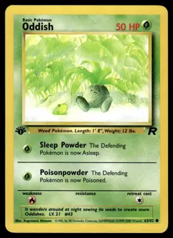 Pokemon TCG Team Rocket 1st Edition #63/82 Oddish LP+ - Image 1