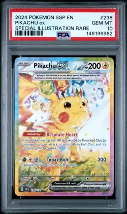 2024 POKEMON SSP EN-SURGING SPARKS SPECIAL ILLUSTRATION RARE PIKACHU EX PSA 10 - Image 1