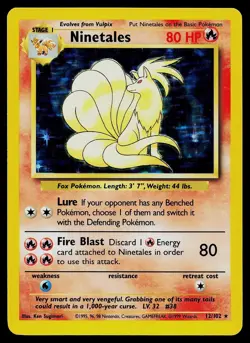 Pokemon Card - Ninetales Base Set Unlimited 12/102 Holo Holo Rare - Image 1