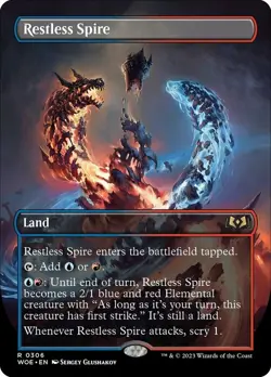 NM-Mint, English MTG Regular Restless Spire - Borderless Wilds of Eldraine Magic - Image 1