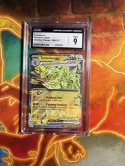 CGC Graded 9 Mint Tyranitar ex 066/197 Obsidian Flames Pokemon Card - Image 1