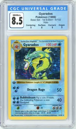 Pokemon Gyarados #6 Base Set 1st Edition Shadowless Holo CGC 8.5 NM/Mint+ - Image 1