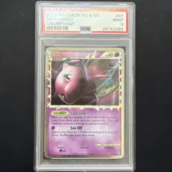 MEW PRIME HOLO 97/102 PSA 9 POKEMON HEARTGOLD & SOULSILVER TRIUMPHANT Swirl - Image 1