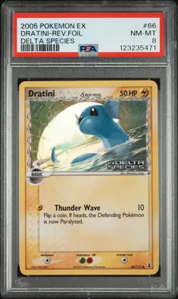 2005 POKEMON EX DELTA SPECIES #66 DRATINI-REVERSE FOIL PSA 8 - Image 1