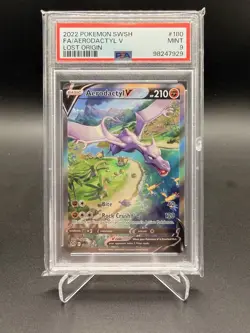 2022 POKEMON SWORD & SHIELD LOST ORIGIN 180 FULL ART AERODACTYL V PSA Mint 9 - Image 1