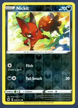 Nickit 046/073 Common Champion's Path Pokemon Reverse Holo Lightly Played - Image 1