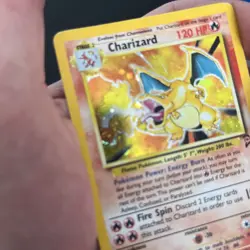 Pokemon Charizard 004/130 Base Set 2 Holo Rare 120 HP English Card swirl blowing - Image 2