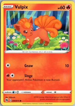 VULPIX 006/073 COMMON CHAMPION'S PATH POKEMON LP - Image 1