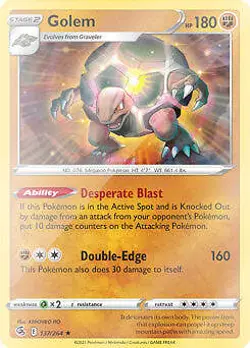 Golem 137/264 Reverse Holo | Fusion Strike | Pokemon Card - Image 1