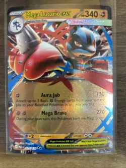 Mega Lucario ex 077/132 Double Rare 2025 Me01: Mega Evolution Pokemon Card NM - Image 1