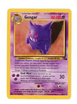 Gengar 20/62 Rare Non-Holo Fossil Pokemon Card MP/HP - Image 1