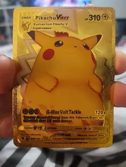 Pokemon Pikachu TCG VMAX Vivid Voltage 044/185 the Chonkachu Gold Metal Card - Image 1