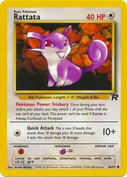 Rattata 66/82 Team Rocket Vintage 2000 Pokemon Card - NM - Image 1