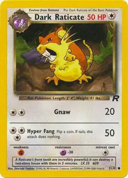 Dark Raticate 51/82 Team Rocket Vintage 2000 Pokemon Card - NM - Image 1