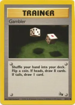 Gambler 60/62 Fossil Set Unlimited Trainer Vintage 1999 Pokemon Card - NM - Image 1