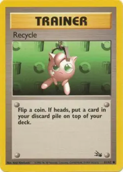 Recycle 61/62 Fossil Set Unlimited Trainer Vintage 1999 Pokemon Card - NM - Image 1